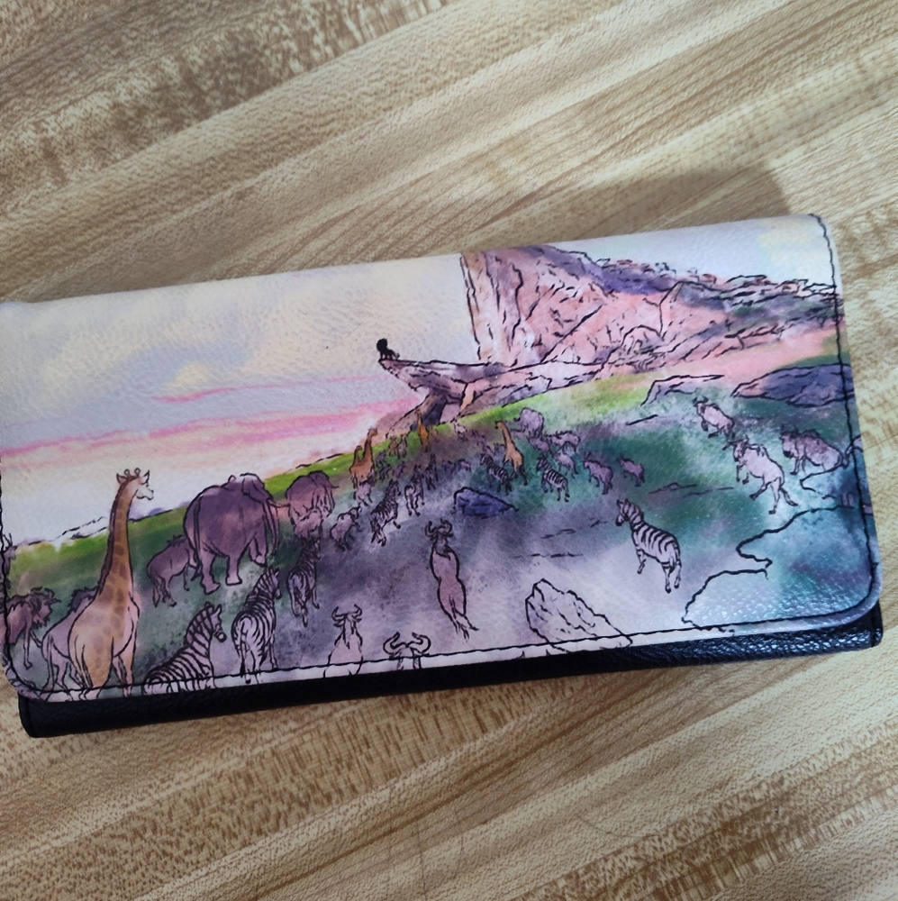 Disney Loungefly The Lion King Pride Rock Watercolor Trifold Wallet